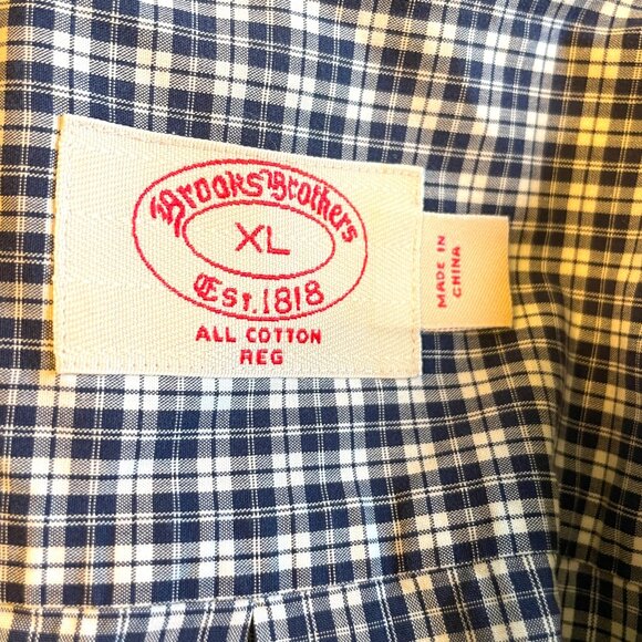 Brooks Brothers All Cotton Button Down Shirt XL Blue Plaid - Picture 4 of 10